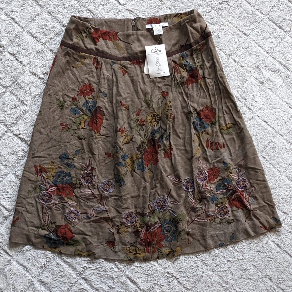 CAbi Floral Brown Skirt